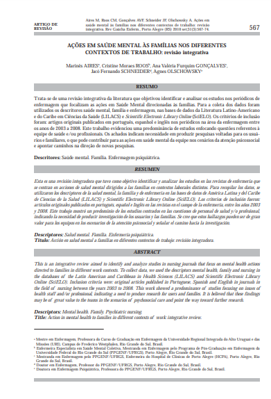 Ações em saúde mental às famílias nos diferentes contextos de trabalho: revisão integrativa