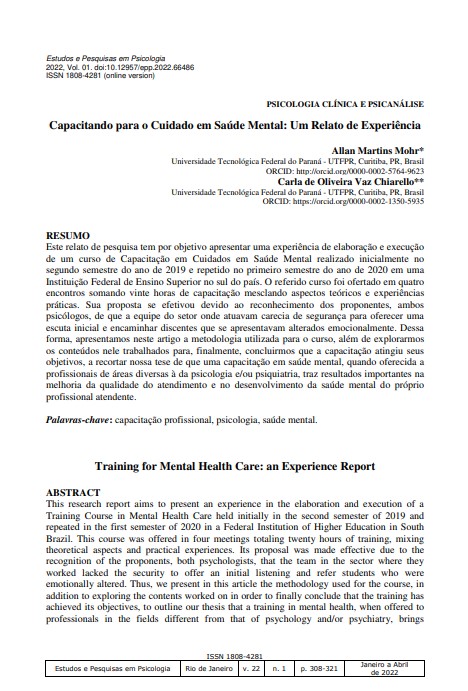 Capacitando para o Cuidado em Saúde Mental: Um Relato de Experiência