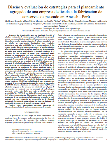 Diseño y evaluación de estrategias para el planeamiento agregado de una empresa de fabricación de conservas de pescado
