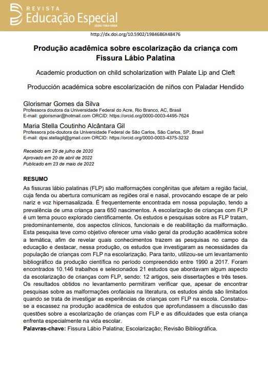 Produção acadêmica sobre escolarização da criança com fissura lábio palatina