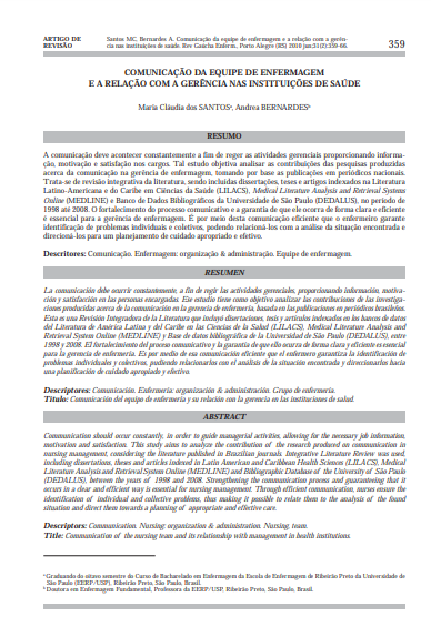 Comunicação da equipe de enfermagem e a relação com a gerência nas instituições de saúde