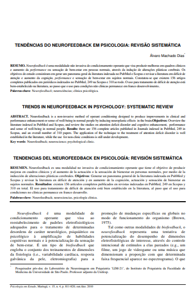 Tendências do neurofeedback em psicologia: revisão sistemática