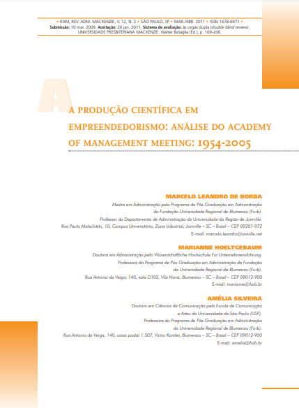 A produção científica em empreendedorismo: análise do academy of management meeting: 1954-2005