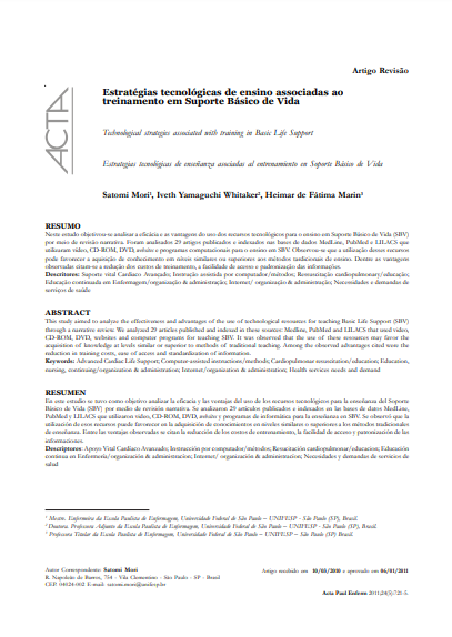 Estratégias tecnológicas de ensino associadas ao treinamento em Suporte Básico de Vida