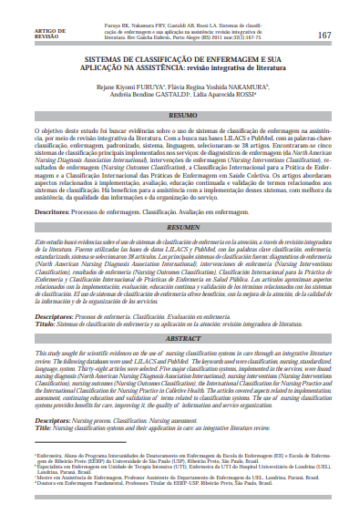 Sistemas de classificação de enfermagem e sua aplicação na assistência: revisão integrativa de literatura