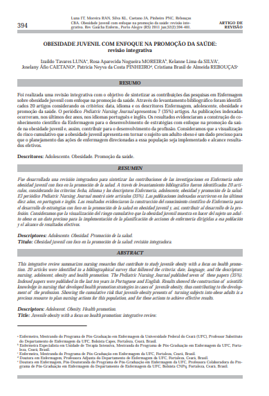 Obesidade juvenil com enfoque na promoção da saúde: revisão integrativa