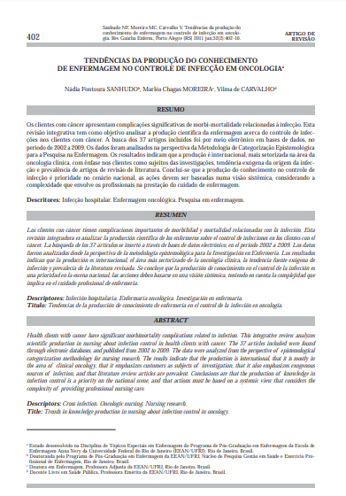 Tendências da produção do conhecimento de enfermagem no controle de infecção em oncologia