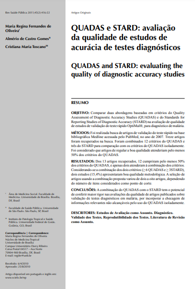 QUADAS e STARD: avaliação da qualidade de estudos de acurácia de testes diagnósticos