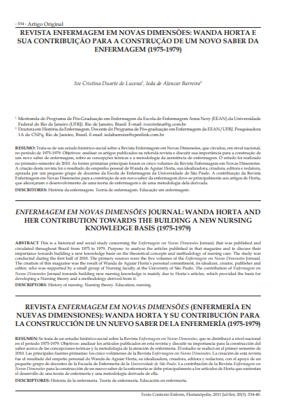Revista enfermagem em novas dimensões: wanda horta e sua contribuição para a construção de um novo saber da enfermagem (1975-1979)