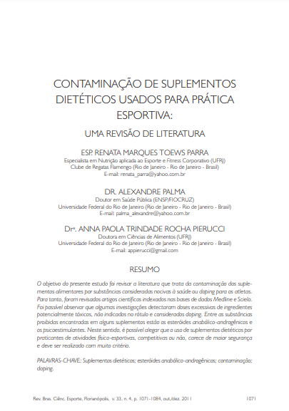 Contaminação de suplementos dietéticos usados para prática esportiva: uma revisão de literatura