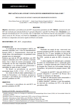 Prevalência do anti-HCV em pacientes soropositivos para o HIV