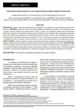 Efeito do leite Humano na cicatrização de feridas abertas em ratos