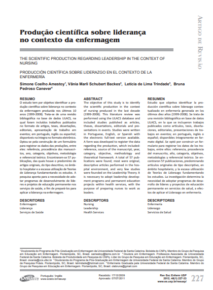 Produção científica sobre liderança no contexto da enfermagem