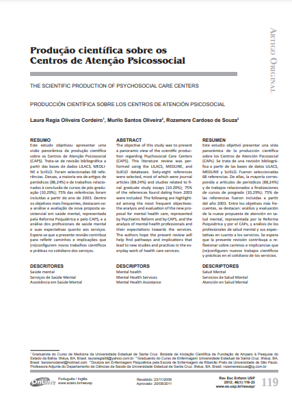 Produção científica sobre os Centros de Atenção Psicossocial