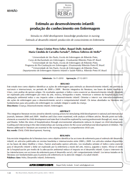 Estímulo ao desenvolvimento infantil: produção do conhecimento em enfermagem