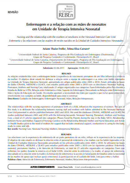 Enfermagem e a relação com as mães de neonatos em Unidade de Terapia Intensiva Neonatal