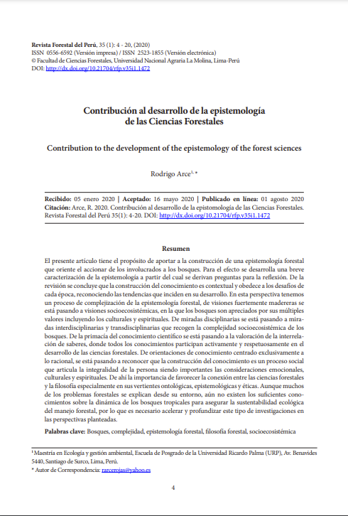 Contribución al desarrollo de la epistemología de las Ciencias Forestales