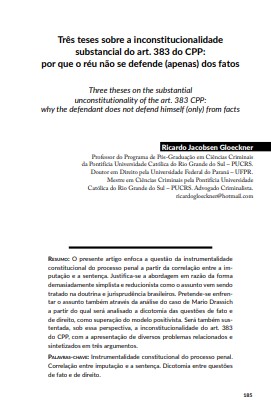Três teses sobre a inconstitucionalidade substancial do art. 383 do CPP: por que o réu não se defende (apenas) dos fatos