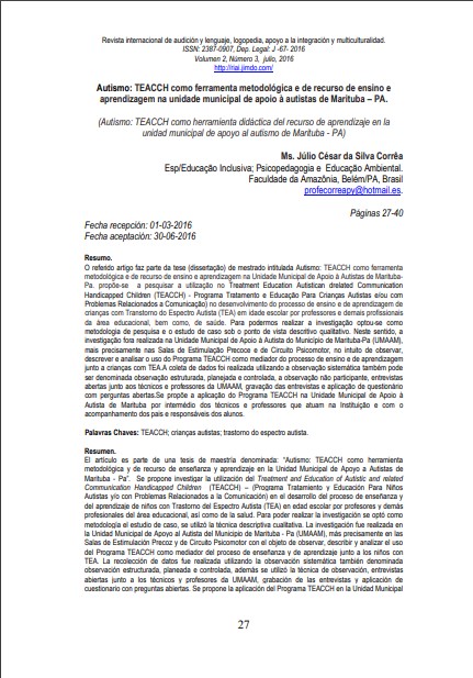 Autismo: TEACCH como ferramenta metodológica e de recurso de ensino e aprendizagem na unidade municipal de apoio à autistas de Marituba – PA