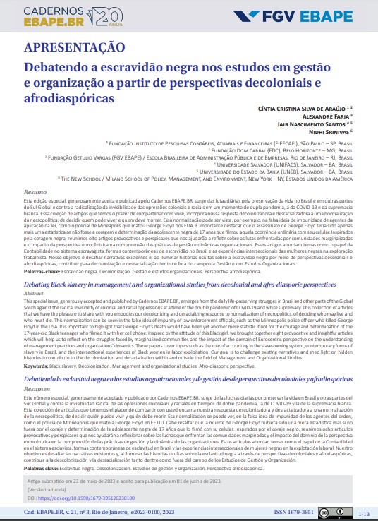 Debating Black slavery in management and organizational studies from decolonial and afro-diasporic perspectives