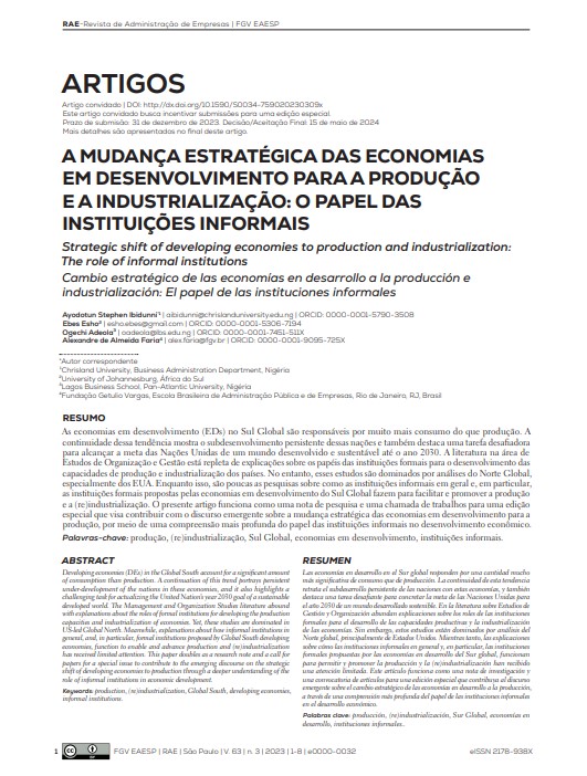 STRATEGIC SHIFT OF DEVELOPING ECONOMIES TO PRODUCTION AND INDUSTRIALIZATION: THE ROLE OF INFORMAL INSTITUTIONS