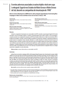 Eventos adversos associados à vacina tríplice viral com cepa Leningrad-Zagreb nos Estados de Mato Grosso e Mato Grosso do Sul, durante as campanhas de imunização de 1998
