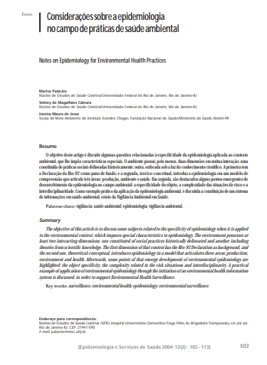 Considerações sobre a epidemiologia no campo de práticas de saúde ambiental
