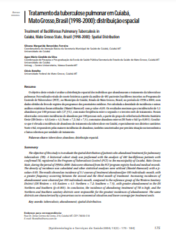 Tratamento da tuberculose pulmonar em Cuiabá, Mato Grosso, Brasil (1998-2000): distribuição espacial