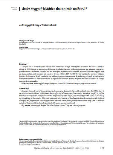 Aedes aegypti: histórico do controle no Brasil