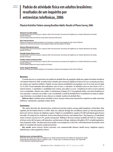 Padrão de atividade física em adultos brasileiros: resultados de um inquérito por entrevistas telefônicas, 2006