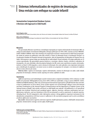 Sistemas informatizados de registro de imunização: uma revisão com enfoque na saúde infantil