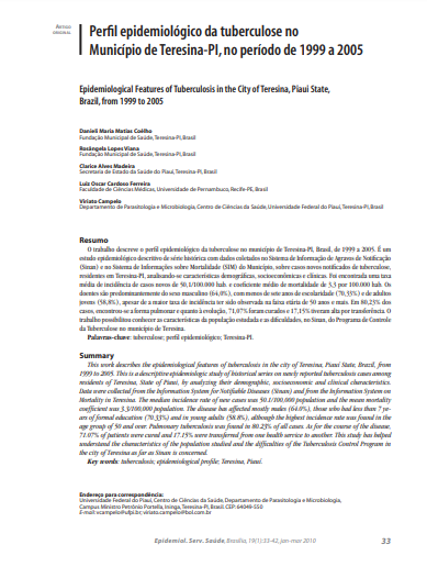 Perfil epidemiológico da tuberculose no Município de Teresina-PI, no período de 1999 a 2005