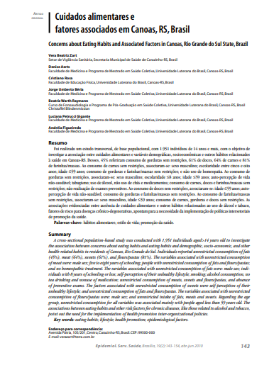 Cuidados alimentares e fatores associados em Canoas, RS, Brasil