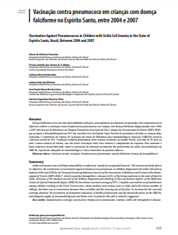 Vacinação contra pneumococo em crianças com doença falciforme no Espírito Santo, entre 2004 e 2007