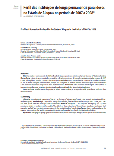 Perfil das instituições de longa permanência para idosos no Estado de Alagoas no período de 2007 a 2008