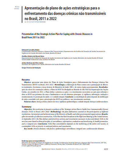 Apresentação do plano de ações estratégicas para o enfrentamento das doenças crônicas não transmissíveis no Brasil, 2011 a 2022