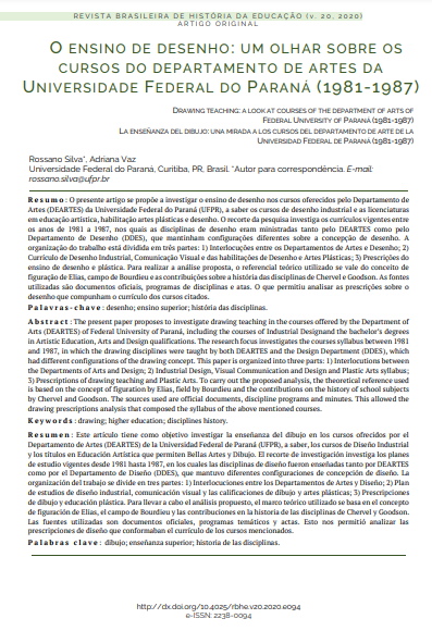 O ensino de desenho: um olhar sobre os cursos do departamento de artes da Universidade Federal do Paraná (1981-1987)