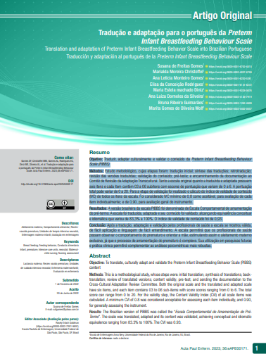 Traducción y adaptación al portugués de la Preterm Infant Breastfeeding Behaviour Scale