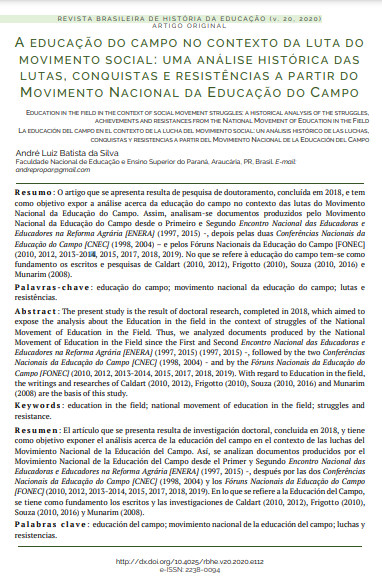 A educação do campo no contexto da luta do movimento social: uma análise histórica das lutas, conquistas e resistências a partir do Movimento Nacional da Educação do Campo