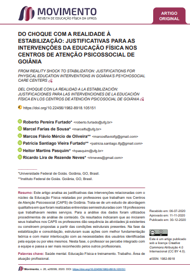 DO CHOQUE COM A REALIDADE À ESTABILIZAÇÃO: JUSTIFICATIVAS PARA AS INTERVENÇÕES DA EDUCAÇÃO FÍSICA NOS CENTROS DE ATENÇÃO PSICOSSOCIAL DE GOIÂNIA