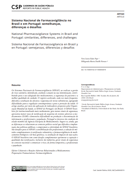 Sistema Nacional de Farmacovigilância no Brasil e em Portugal: semelhanças, diferenças e desafios