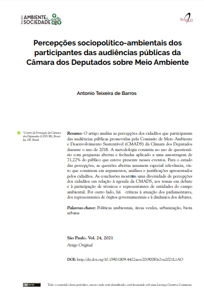 Socio-political-environmental perceptions of participants in the public hearings of the Brazilian Representative House on Environment