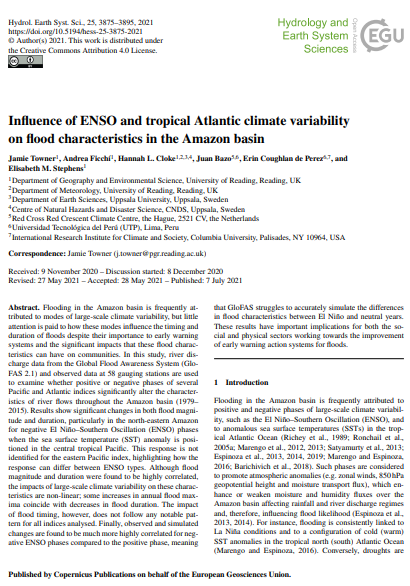 Influence of ENSO and tropical Atlantic climate variability on flood characteristics in the Amazon basin