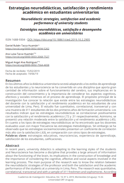 Estrategias neurodidácticas, satisfacción y rendimiento académico en estudiantes universitarios