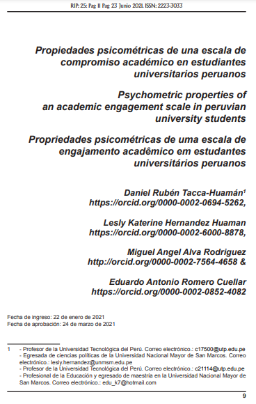 Propiedades psicométricas de una escala de compromiso académico en estudiantes universitarios peruanos