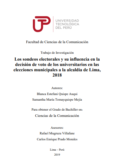 Los sondeos electorales y su influencia en la decisión de voto de los universitarios en las elecciones municipales a la alcaldía de Lima