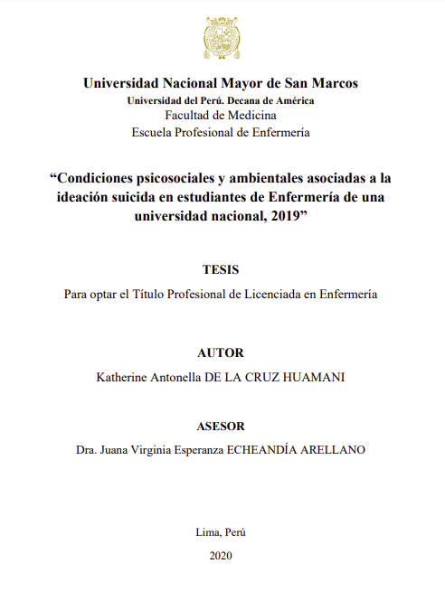 Condiciones psicosociales y ambientales asociadas a la ideación suicida en estudiantes