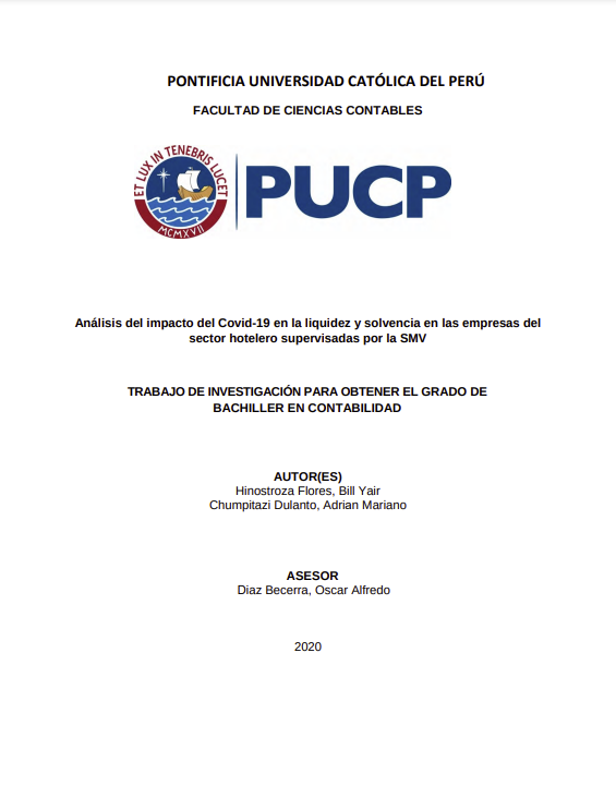 Análisis del impacto del Covid-19 en la liquidez y solvencia en las empresas del sector hotelero supervisadas por la SMV