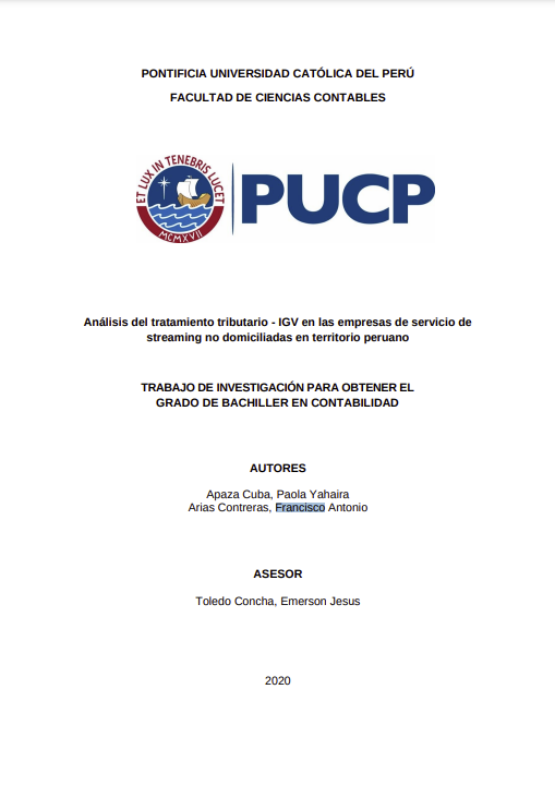 Análisis del tratamiento tributario - IGV en las empresas de servicio de streaming no domiciliadas en territorio peruano