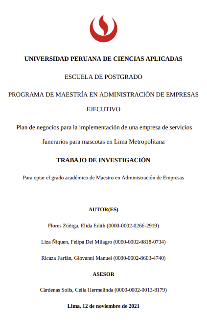 Plan de negocios para la implementación de una empresa de servicios funerarios para mascotas en Lima Metropolitana